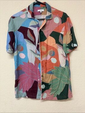 Reiss womans Floral Abstract Button-Up Shirt size S